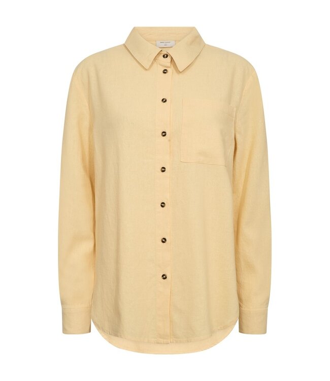 Freequent FQLAVA Shirt Golden Haze - Linnen dames overhemd in zachte gele tint