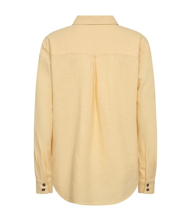 Freequent FQLAVA Shirt Golden Haze - Linnen dames overhemd in zachte gele tint