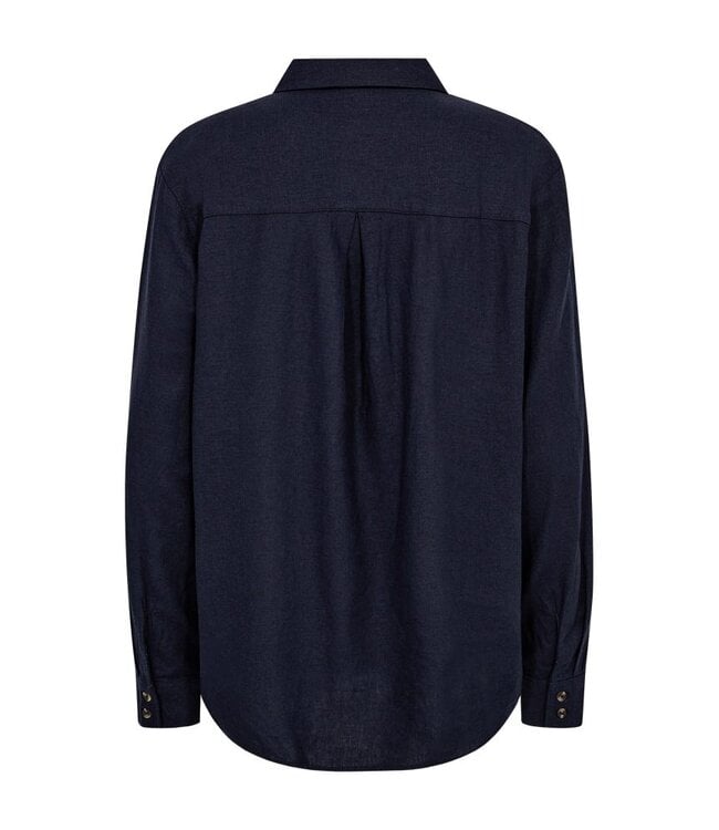 Freequent FQLAVA Shirt Navy Blazer - Linnen dames overhemd in donkerblauw