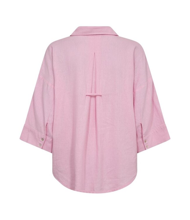 Freequent FQLAVA Shirt Sweet Lilac - Linnen dames blouse in roze met V-hals en losse pasvorm
