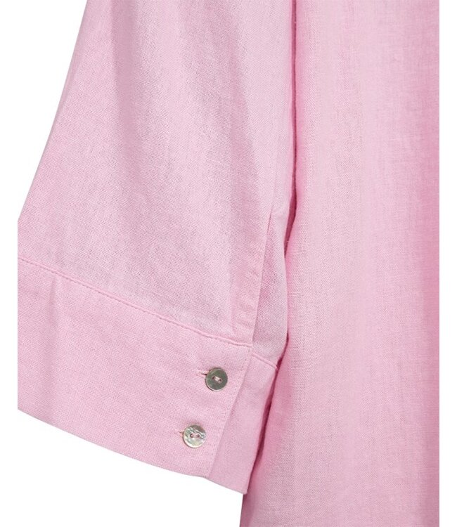Freequent FQLAVA Shirt Sweet Lilac - Linnen dames blouse in roze met V-hals en losse pasvorm