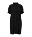 Freequent FQESFINNI Dress  Black - Zwarte dames jurk met kraag, lichte structuur en elastische taille