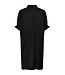 Freequent FQESFINNI Dress  Black - Zwarte dames jurk met kraag, lichte structuur en elastische taille