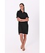 Freequent FQESFINNI Dress  Black - Zwarte dames jurk met kraag, lichte structuur en elastische taille