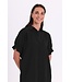Freequent FQESFINNI Dress  Black - Zwarte dames jurk met kraag, lichte structuur en elastische taille