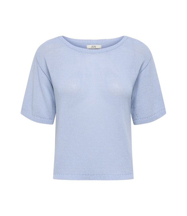 JDY JDYSHINE Life Pullover Powder Blue Melange - Lichtblauwe fijngebreide dames top
