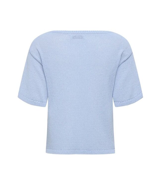 JDY JDYSHINE Life Pullover Powder Blue Melange - Lichtblauwe fijngebreide dames top
