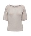 JDY JDYSHINE Life Pullover Tapioca Melange - Beige fijngebreide dames top met boothals en korte mouwen