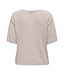 JDY JDYSHINE Life Pullover Tapioca Melange - Beige fijngebreide dames top met boothals en korte mouwen