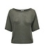 JDY JDYSHINE Life Pullover Kambaba Melange - Groene fijngebreide dames top met boothals en korte mouwen