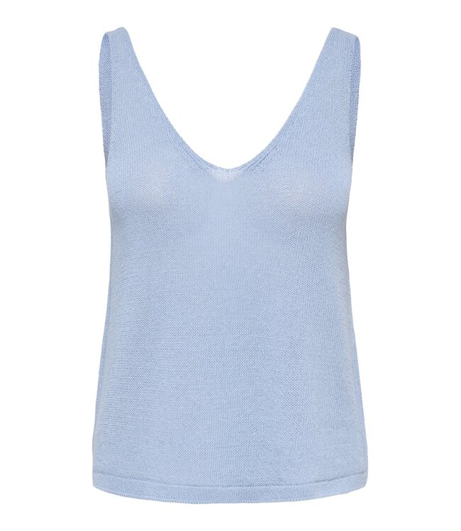 JDY JDYSHINE Life Top Powder Blue Melange - Lichtblauwe fijngebreide dames top