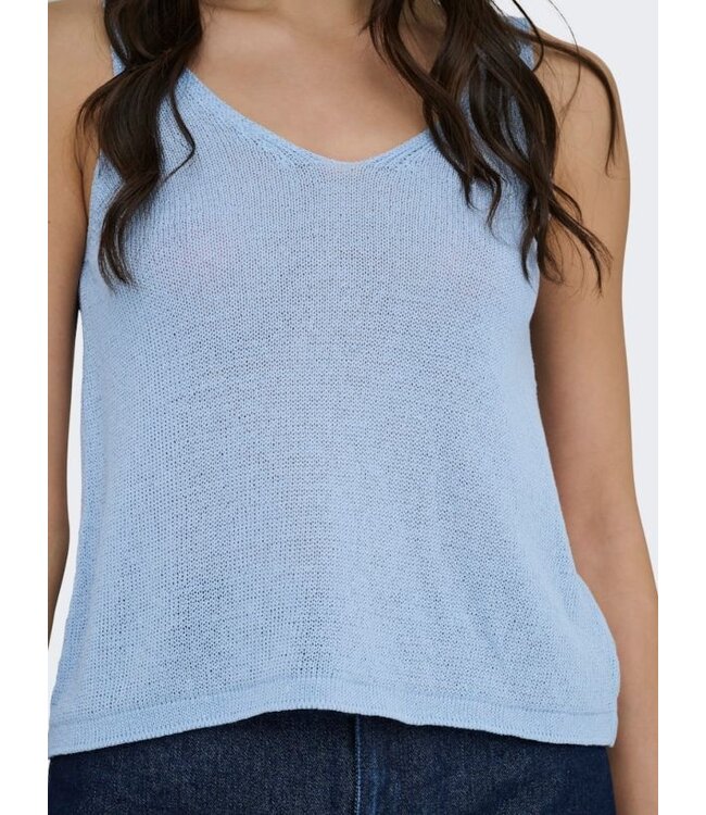 JDY JDYSHINE Life Top Powder Blue Melange - Lichtblauwe fijngebreide dames top