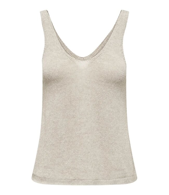 JDY JDYSHINE Life Top Tapioca Melange - Beige fijngebreide dames top
