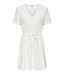 JDY JDYCATHINKA - Witte dames jurk met V-hals, knoopsluiting en taillekoord