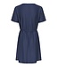 JDY JDYCATHINKA - Donkerblauwe dames jurk met V-hals, knoopsluiting en taillekoord