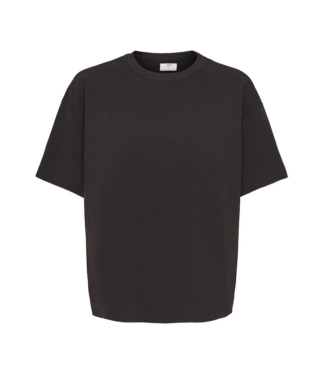 JDY JDYASTRA O-Neck Slit T-Shirt - Donkerbruine dames top met ronde hals en korte mouwen