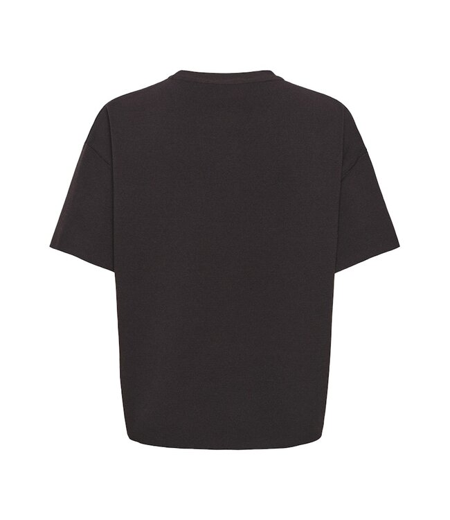 JDY JDYASTRA O-Neck Slit T-Shirt - Donkerbruine dames top met ronde hals en korte mouwen