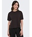 JDY JDYASTRA O-Neck Slit T-Shirt - Donkerbruine dames top met ronde hals en korte mouwen