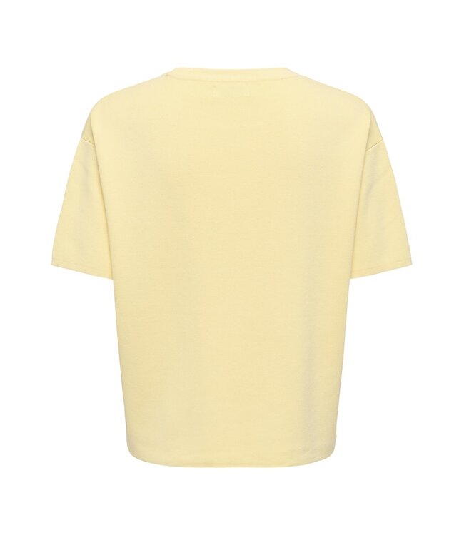 JDY JDYASTRA O-Neck Slit T-Shirt - Lichtgele dames top met ronde hals en korte mouwen