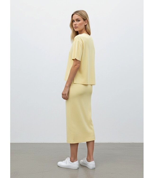 JDY JDYASTRA Skirt Double Cream - Lichtgele dames midi rok