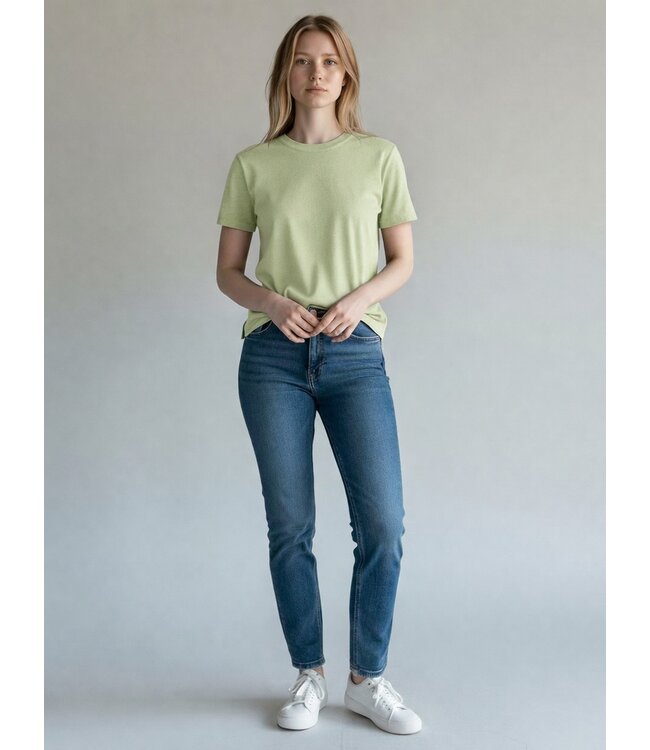 JDY JDYBODIL - fijn gebreide dames T-shirt in het lichtgroen gemêleerd