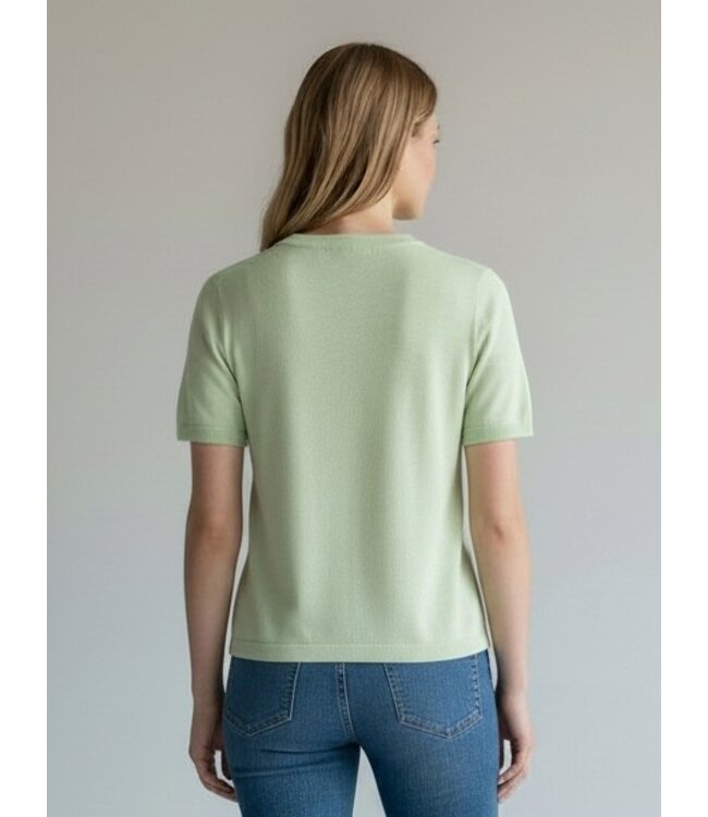 JDY JDYBODIL - fijn gebreide dames T-shirt in het lichtgroen gemêleerd