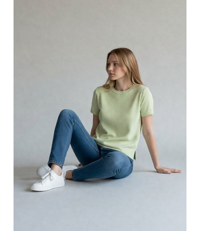 JDY JDYBODIL - fijn gebreide dames T-shirt in het lichtgroen gemêleerd