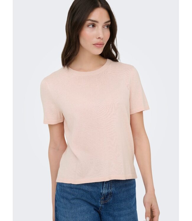 JDY JDYBODIL - fijn gebreide dames T-shirt in het zacht roze gemêleerd