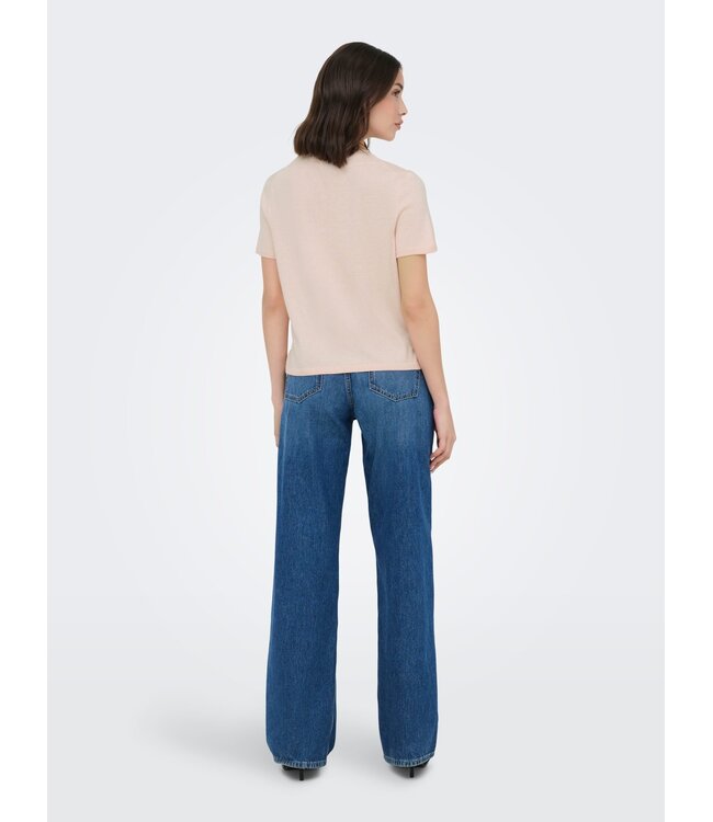 JDY JDYBODIL - fijn gebreide dames T-shirt in het zacht roze gemêleerd