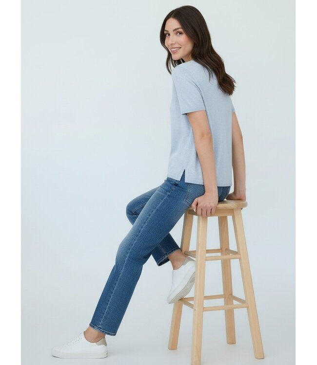 JDY JDYBODIL - fijn gebreide dames T-shirt in het lichtblauw gemêleerd