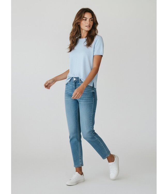 JDY JDYBODIL - fijn gebreide dames T-shirt in het lichtblauw gemêleerd