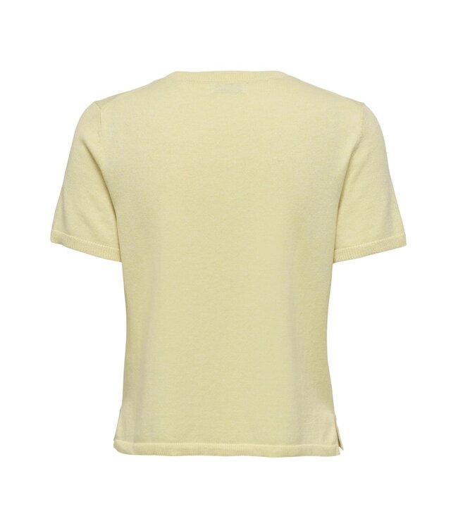 JDY JDYBODIL - fijn gebreide dames T-shirt in het lichtgeel gemêleerd