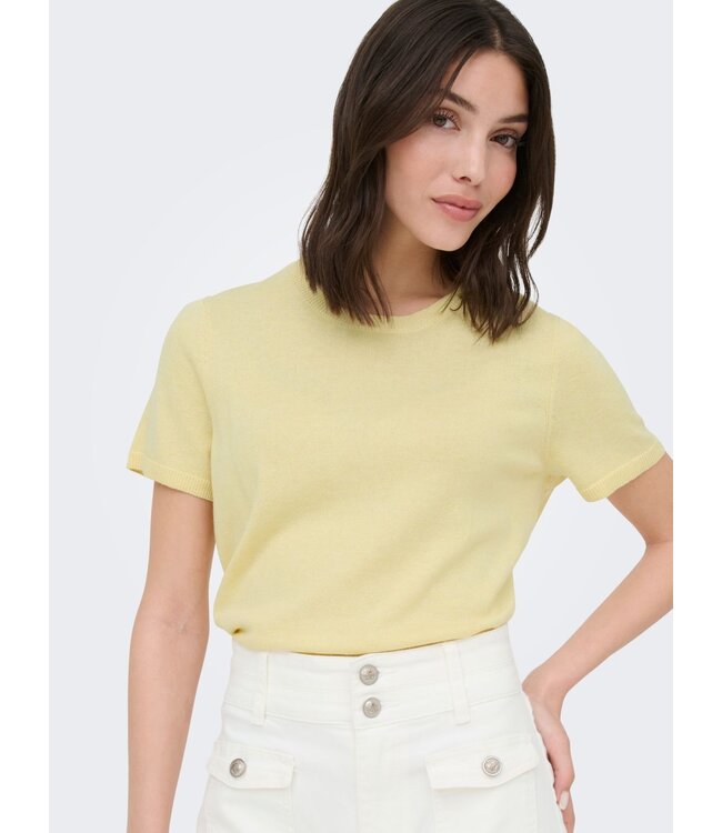 JDY JDYBODIL - fijn gebreide dames T-shirt in het lichtgeel gemêleerd
