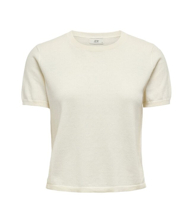 JDY JDYBODIL - fijn gebreide dames T-shirt in het off-white gemêleerd
