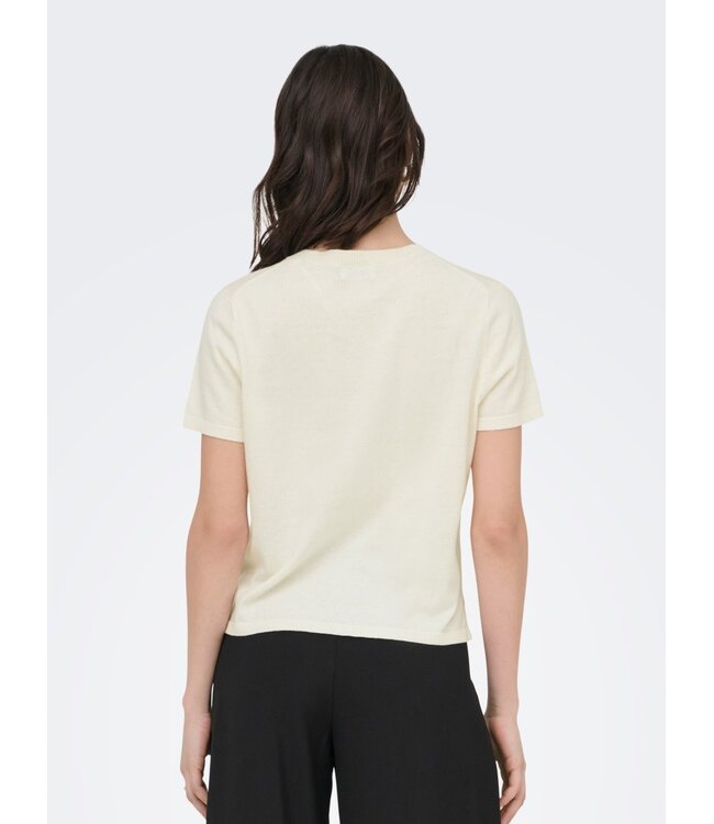 JDY JDYBODIL - fijn gebreide dames T-shirt in het off-white gemêleerd