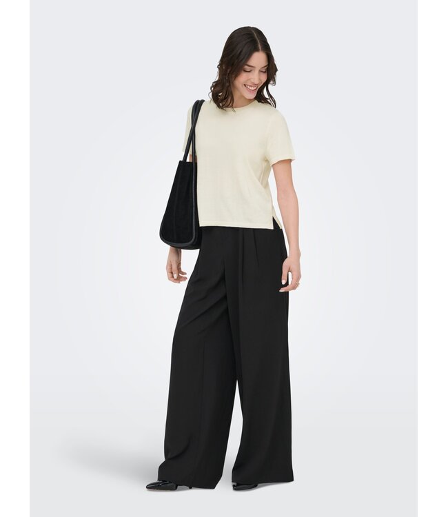 JDY JDYBODIL - fijn gebreide dames T-shirt in het off-white gemêleerd