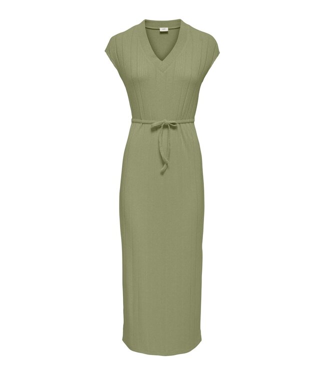 JDY JDYSONAL - fijn gebreide lange dames jurk in sage groen met subtiele glitter