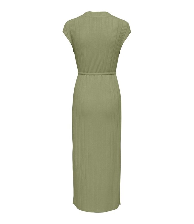 JDY JDYSONAL - fijn gebreide lange dames jurk in sage groen met subtiele glitter