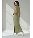 JDY JDYSONAL - fijn gebreide lange dames jurk in sage groen met subtiele glitter