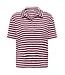 JDY JDYTERRY - zachte badstof dames polo met roze en bordeaux strepen