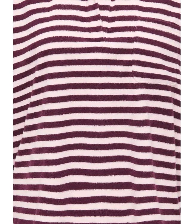 JDY JDYTERRY - zachte badstof dames polo met roze en bordeaux strepen