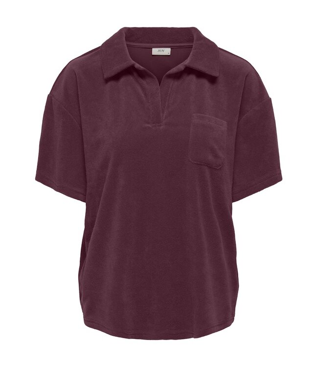 JDY JDYTERRY - zachte badstof dames polo in bordeaux