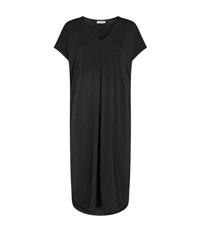 Freequent FQFLOI - comfortabele dames jurk met V-hals en losse pasvorm in zwart