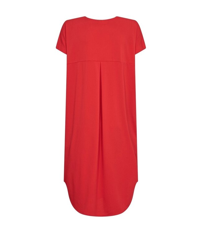 Freequent FQFLOI - comfortabele dames jurk met V-hals en losse pasvorm in rood