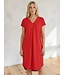 Freequent FQFLOI - comfortabele dames jurk met V-hals en losse pasvorm in rood