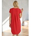 Freequent FQFLOI - comfortabele dames jurk met V-hals en losse pasvorm in rood