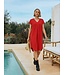 Freequent FQFLOI - comfortabele dames jurk met V-hals en losse pasvorm in rood