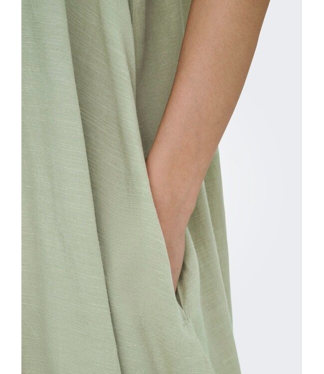 JDY JDYCAYA - luchtige dames jurk met linnen look en losse pasvorm in groen