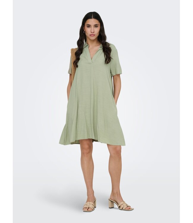 JDY JDYCAYA - luchtige dames jurk met linnen look en losse pasvorm in groen