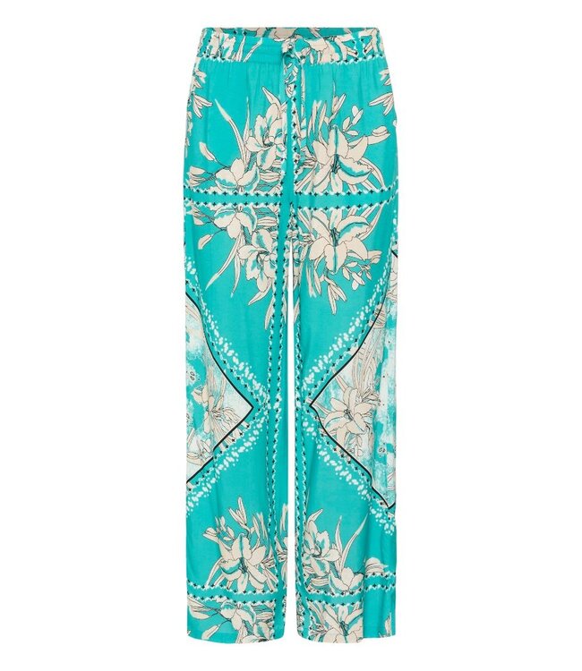 CREAM CR Tiah Pant – wijdvallende dames broek met paisley print in turquoise